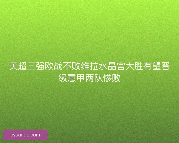 英超三强欧战不败维拉水晶宫大胜有望晋级意甲两队惨败